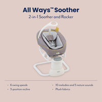 Graco All Ways Soother 2-in-1 Baby Swing and Portable Rocker (Birth to 6 Months Approx, 0-9kg), with Vibration and Adjustable Swing Speed, Stargazer