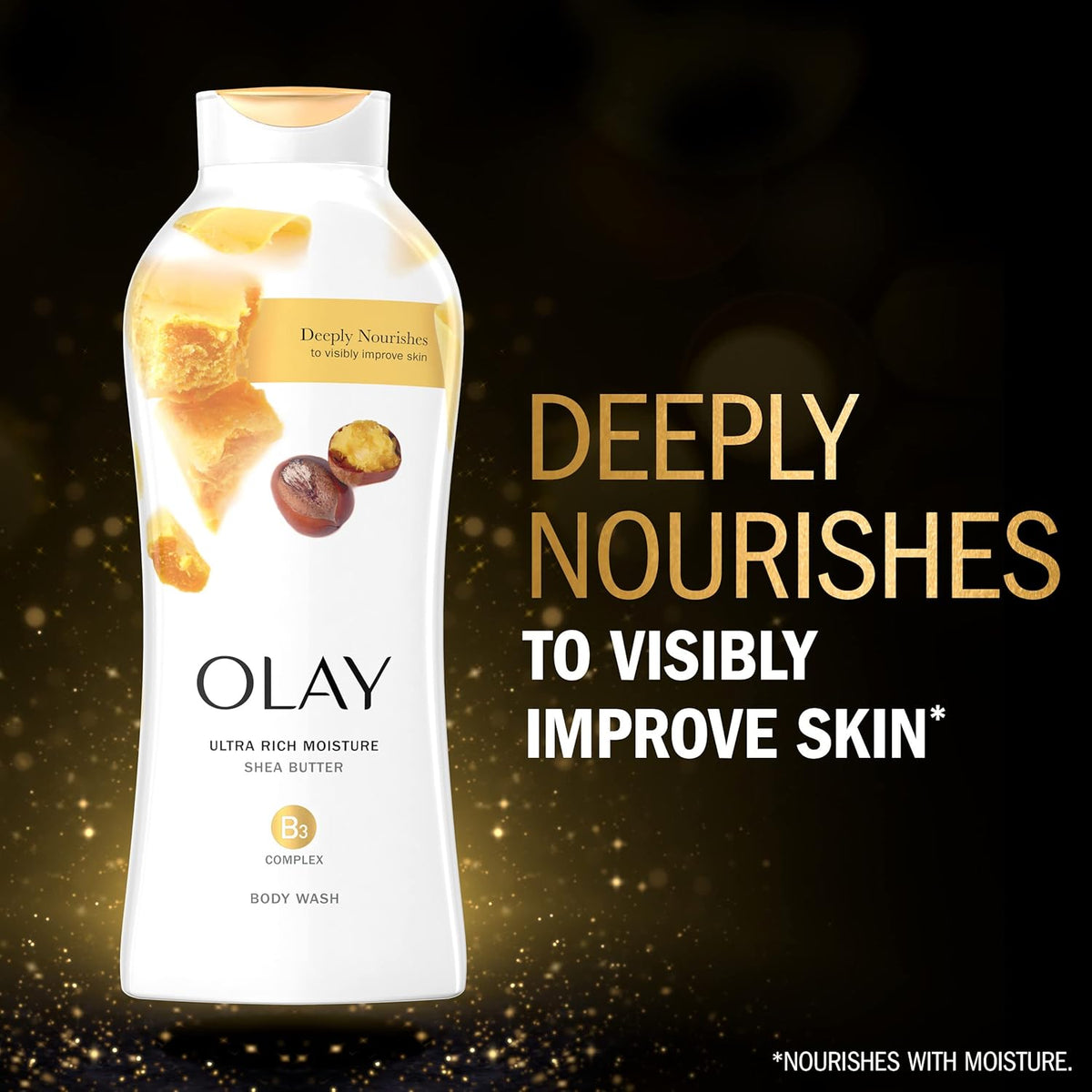 Olay Body Wash Ultra Rich Moisture for Women, Deeply Nourishes, Vitamin B3 Complex, Clinically Proven, Shea Butter Scent, 22 fl oz (Pack of 4)