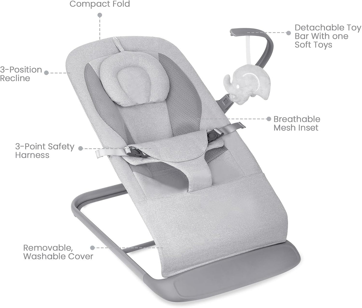 Baby Bouncer Baby Swing for Infants, Baby Rocker and Bouncers with 3 Recline Positions, Sturdy Base, Portable Baby Lounger Seat