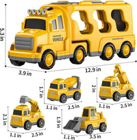 5-in-1 Construction Truck for 3-9 Year Old Boys and Girls - Friction Power Vehicle