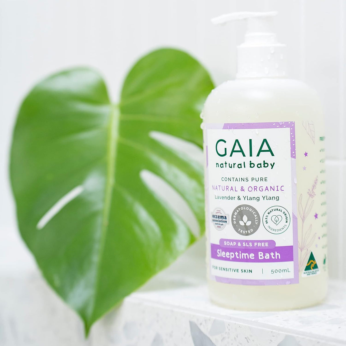 GAIA Natural Baby Sleeptime Wash | Certified Natural | Suitable for Newborns | Sensitive Skin formula | organic Lavender | organic Chamomile | Soap & SLS Free | Perfume Free | Australian Made - 500mL