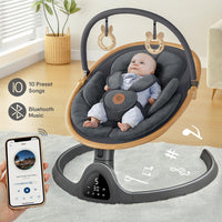 Baby Swings for Infants, Fasonbaby Bluetooth Infant Swing with Music Speaker with 3 Seat Positions, 5 Speeds and Remote Control (Black)