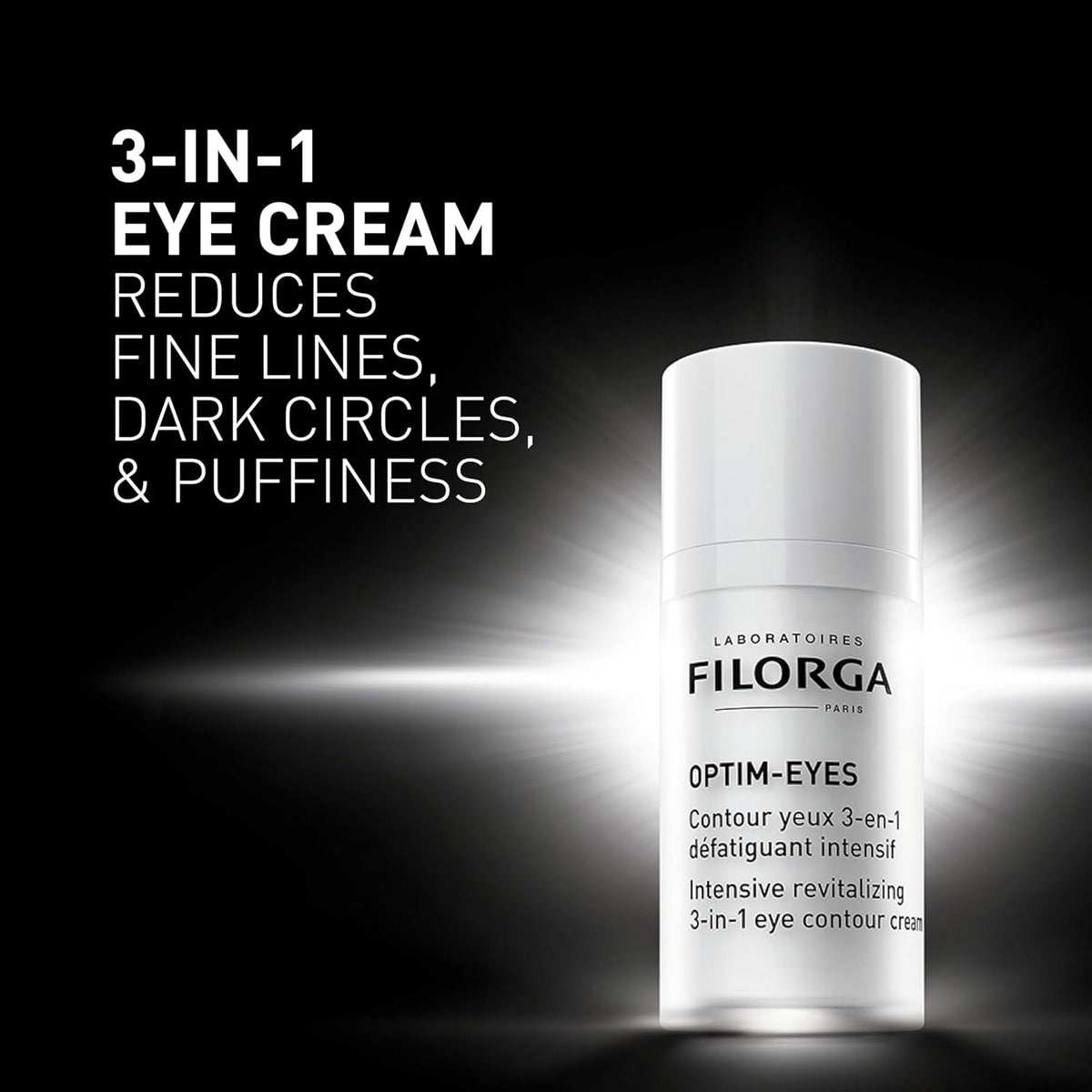 Filorga Optim-Eyes Eye Cream, Revitalizing 3-in-1 Skin Treatment for Rapid Reduction of Dark Circles, Wrinkles & Puffiness Around the Eyes, 0.5 fl. oz.
