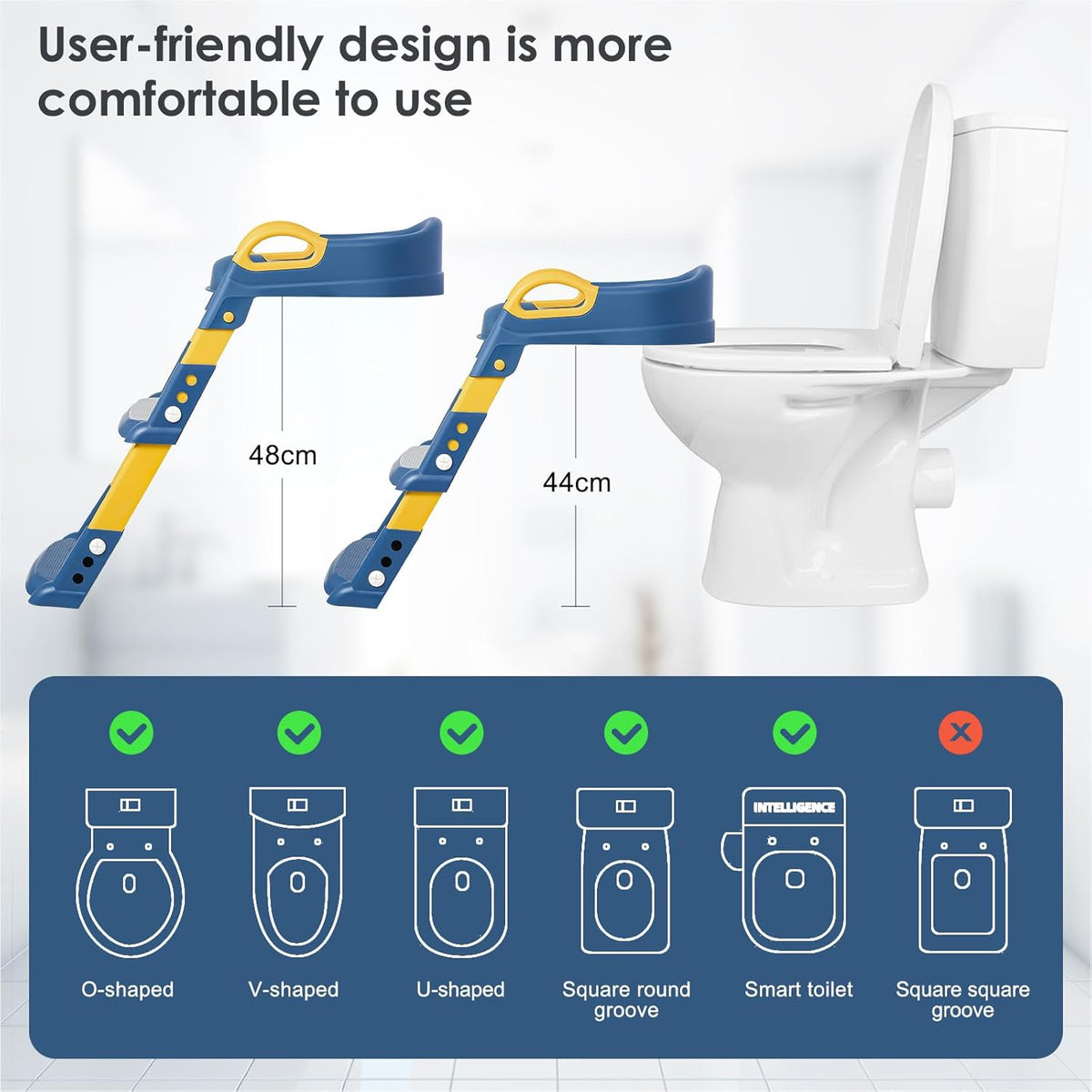 Potty Training Seat with Step Stool Toilet Seat for Kids Boys Girls, Comfortable Safe Potty