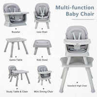 INFANS 8 in 1 Baby High Chair, Convertible Highchair for Babies and Toddlers (Grey)