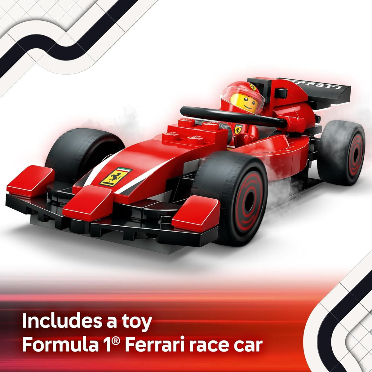 LEGO City F1 Pit Stop & Pit Crew with Ferrari Car Toy for 6+ Year Old