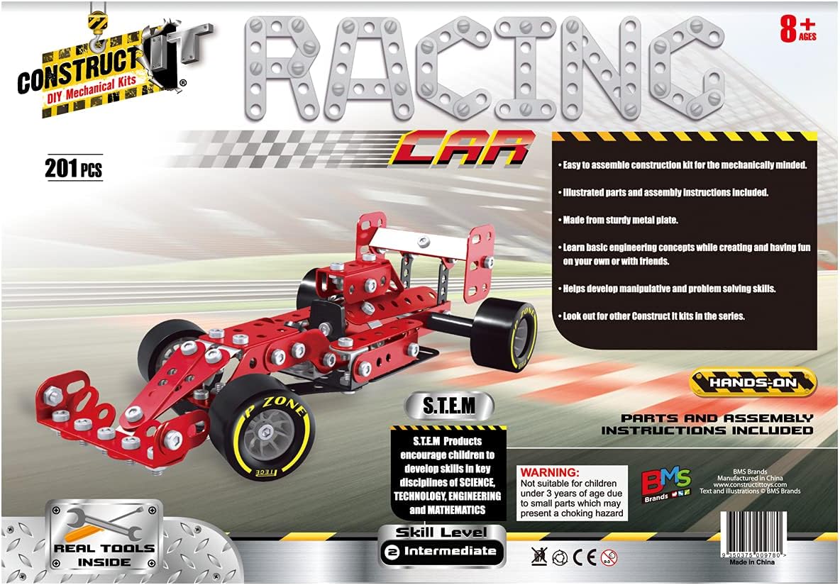 Construct IT Red Racing Car - 201-Piece Construction Kit ,Ages 8+