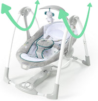 Ingenuity ConvertMe 2-in-1 Compact Portable Automatic Baby Swing & Infant Seat, Battery-Powered Vibrations, Nature Sounds, 0-9 Months 6-20 lbs (Nash)