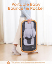 Baby Bouncer, Portable Bouncer Seat for Baby Rocker Chair Infant Bouncy Seat with 3-Point Harness, Infant 2-in-1 Rocker, 0-6 Months