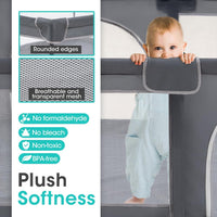 Baby Playpen – 180x200cm Spacious Play Yard for Babies & Toddlers,Grey