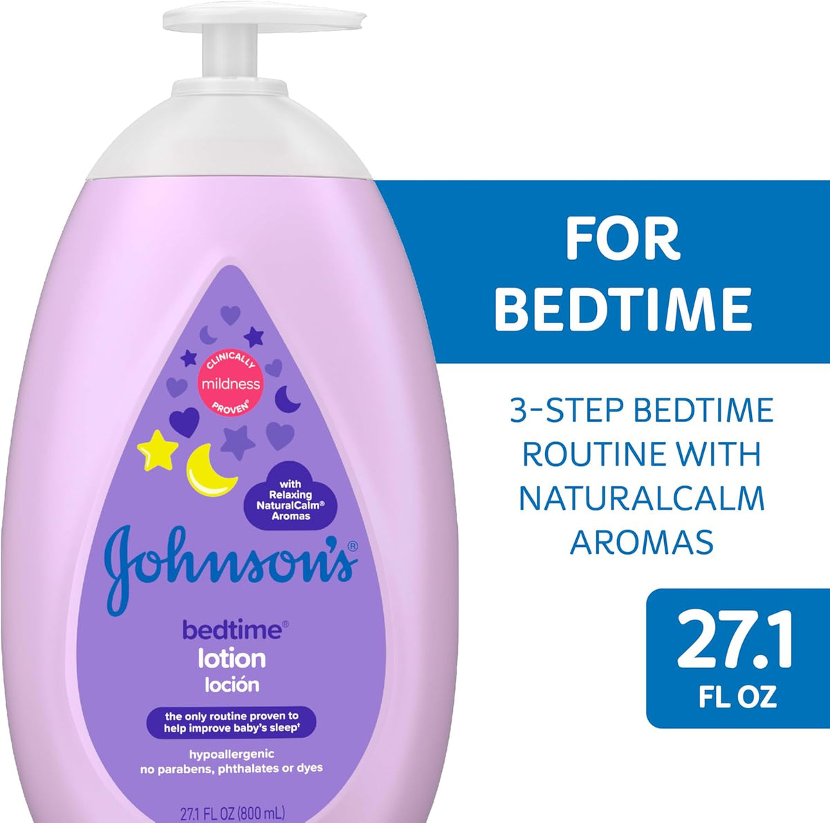 Johnson's Bedtime Baby Lotion with NaturalCalm Essences, Hypoallergenic & Paraben Free, 27.1 fl. oz