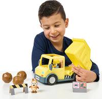Bluey's Dump Truck, with Load and Unload Feature, Get Some Work Done with Exclusive Hard-Hat Bluey and Muddy Bingo