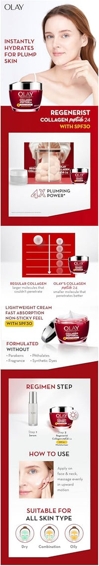 Olay Regenerist Collagen Peptide24 SPF 30 Moisturiser, 50 g