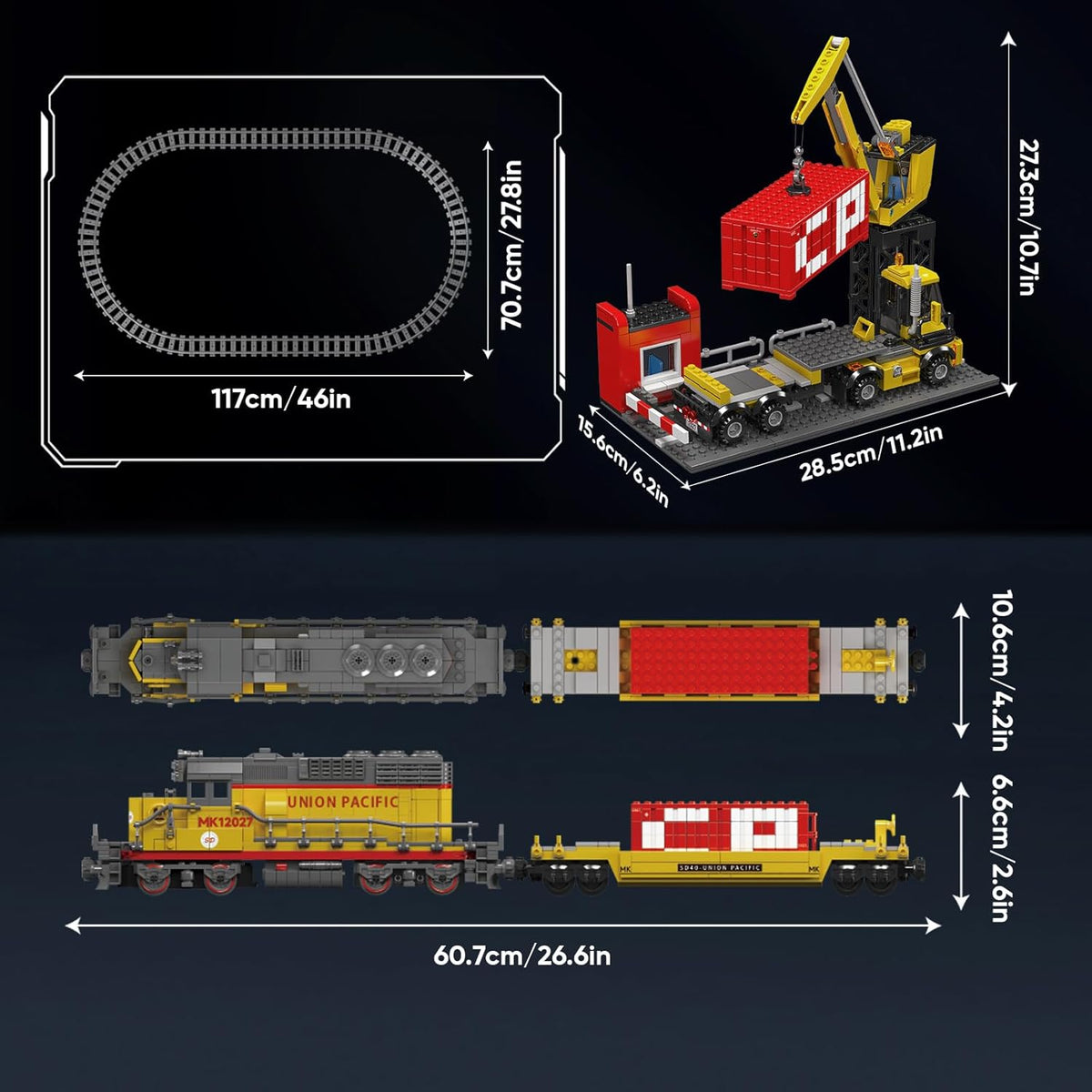 Mould King 12027 EMD SD40-2 Diesel Locomotive Train Model, 1170 Pieces Rail Train with Motor, Remote Controlled Building Block Kit for Kids/Adult Collections Enthusiasts