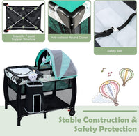 BABY JOY Portable Baby Bassinets, 3-in-1 Foldable Baby Portacot w/Canopy & Detachable Net
