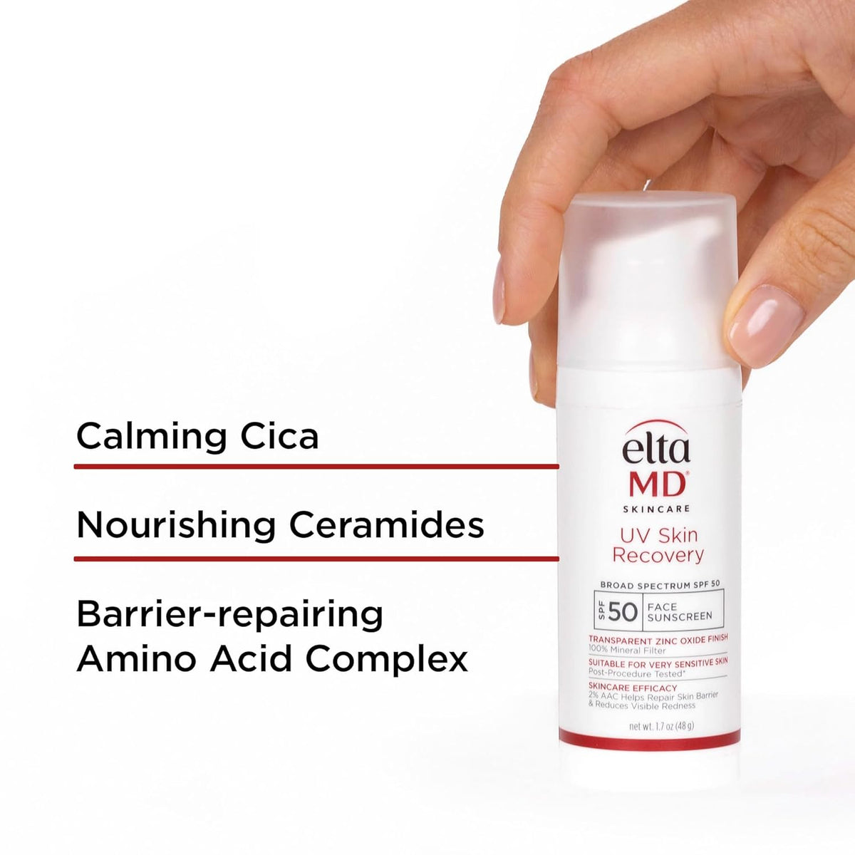 EltaMD UV Skin Recovery Face Sunscreen with Zinc Oxide, All Mineral, Safe for Sensitive Skin SPF 50