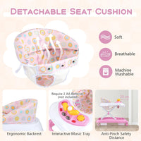 BABY JOY Foldable Baby Walker, Toddler Activity Center Push Walker with 3 Adjustable Heights(Pink)