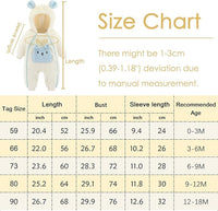 KEOYA Newborn Infant Unisex Baby Thicken Fleece Coveralls Romper Hooded Footies Cute Rabbit Snowsuit Outfit 0-18M