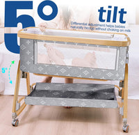 Baby Cradle Bed, Baby Bassinet with Mattress and Mosquito net, Portable 3 in 1 Baby Bed (Doodle)