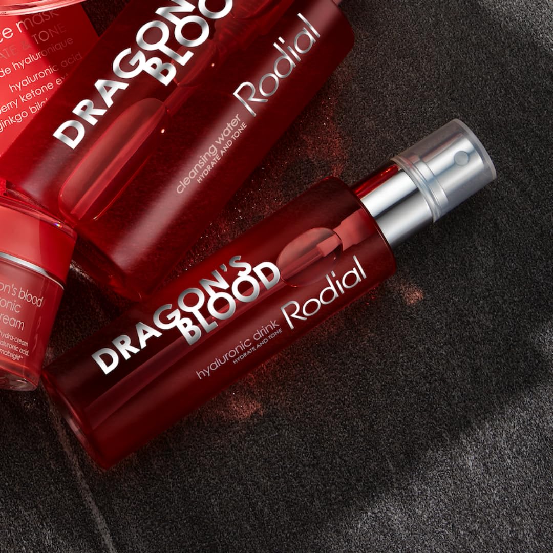 Rodial Dragon's Blood Hyaluronic Drink 3.4 fl.oz - Re-energize and Refresh - Hydrating Makeup Primer, Dewy Setting Spray, Tonic and Serum in One