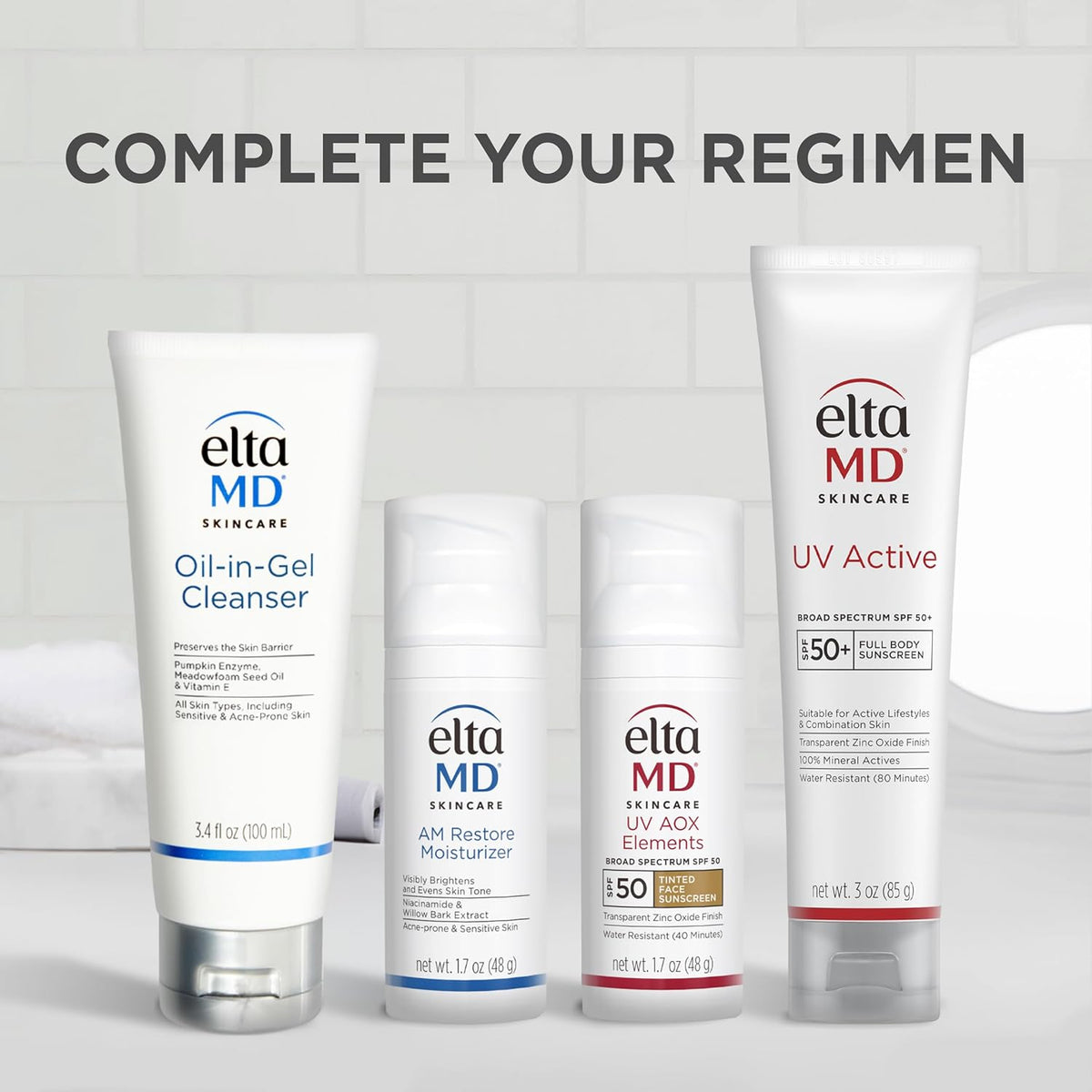 EltaMD UV Active Mineral Sunscreen with Zinc Oxide, SPF 50+, Water Resistant Sunscreen Up to 80 Minutes, 3.0 oz Tube