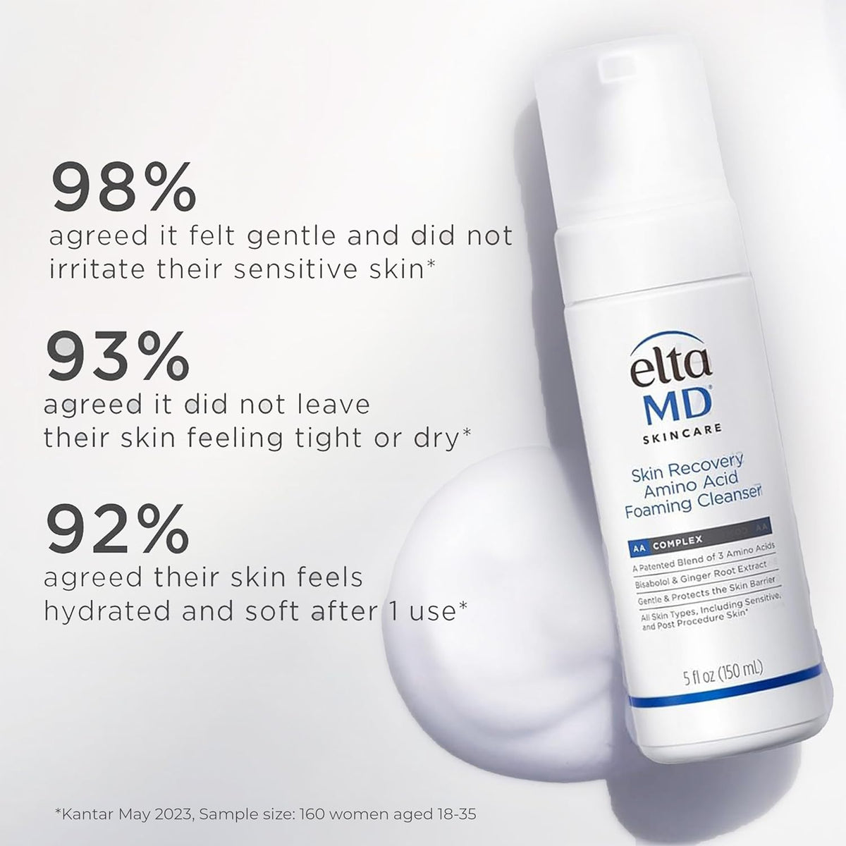 EltaMD Skin Recovery Amino Acid Foaming Facial Cleanser, Gentle Face Cleanser for Sensitive Skin