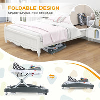 BABY JOY 6 in 1 Baby Walker, Anti-Rollover Toddler Walker & Activity Center w/Adjustable Height, Removable Music Tray & Padded Seat, Foldable Baby Standing Toys w/Wheels for 7-14 Months (Grey)