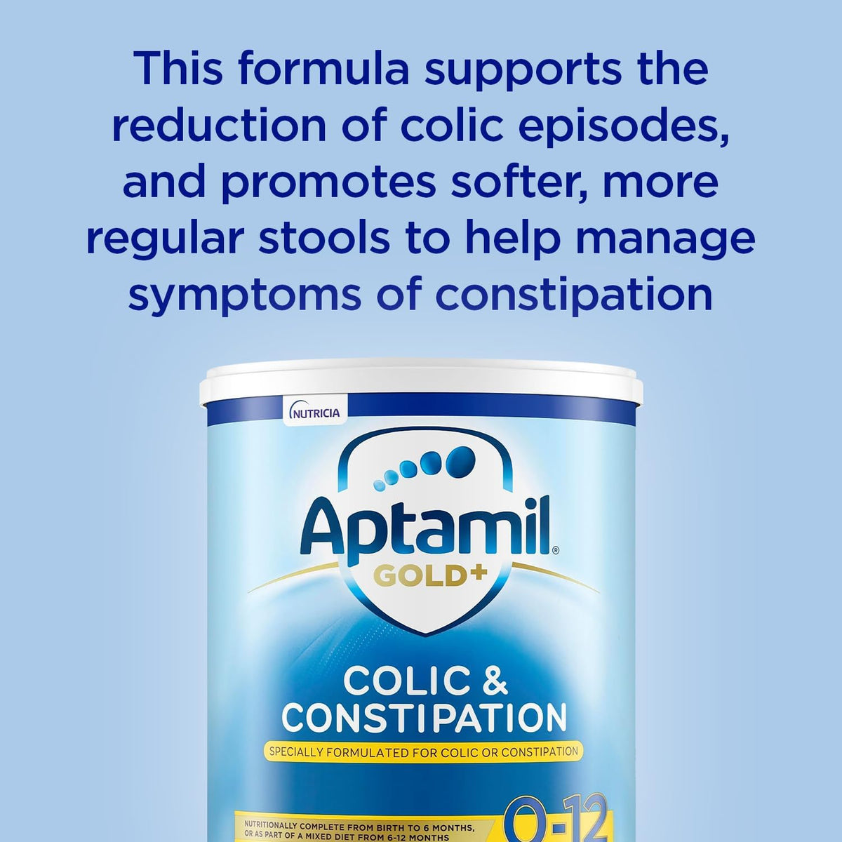 Aptamil Gold+ Colic and Constipation Baby Infant Formula, From Birth to 12 Months, 900g