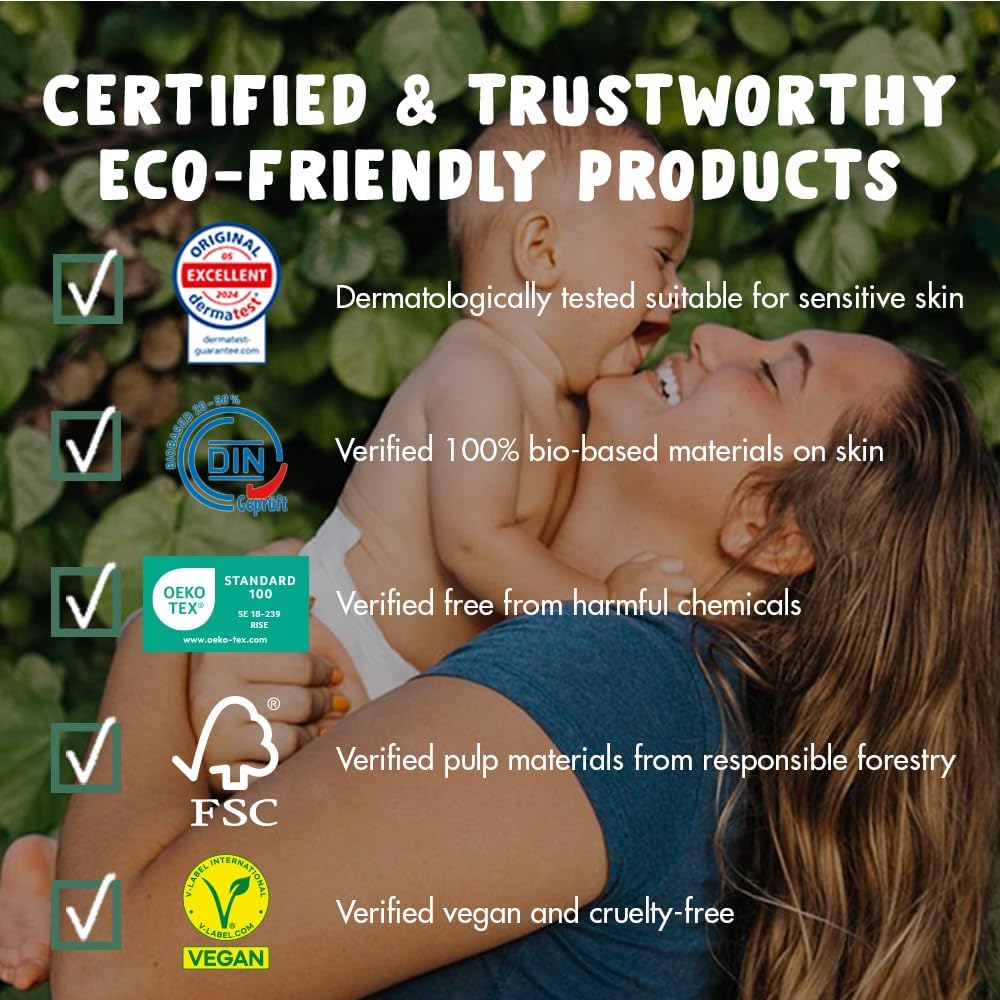 Eco by Naty Eco-Friendly Baby Nappies - 100% Plant-Based Materials on Skin, Soft, for Sensitive Skin & Super Absorbent (Size 4, 88 Count)