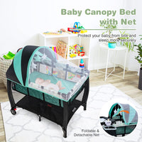 BABY JOY Portable Baby Bassinets, 3-in-1 Foldable Baby Portacot w/Canopy & Detachable Net