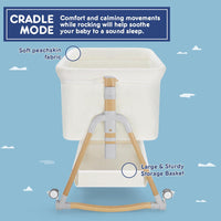 Cuddly Bassinet, 3 in 1 Baby Bassinet with Wheels, 5 Height Adjustable, Includes Mosquito Net, Mattress, Anchor Strap (White)