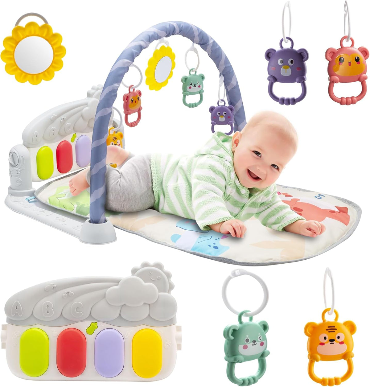 Baby Gym Play Mats Baby Toys Tummy Time Mat Toys Musical Activity Center