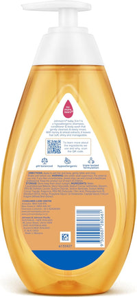 Johnson's Baby 3-in-1 Hypoallergenic Gentle Tear-Free Conditioning Baby Shampoo & Cleansing Wash 500mL|With honey & wheat extracts for soft, manageable hair| Leaves hair smelling fresh, moisturised & looking shiny