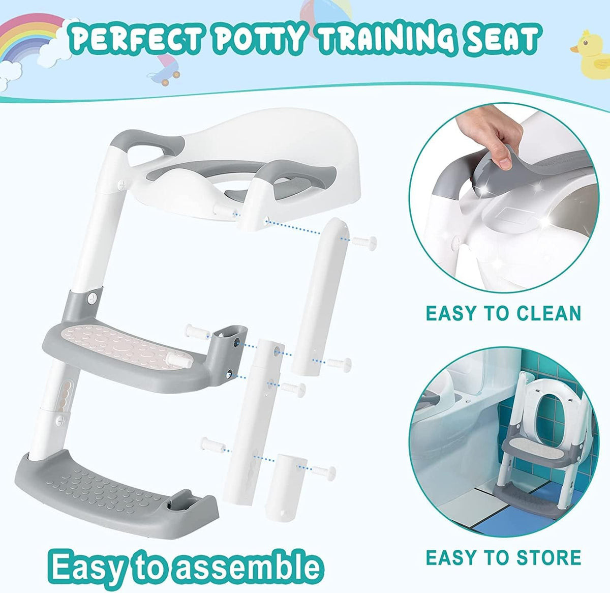 Potty Training Seat Potty Training seat Come with Soft Seat, 5 Adjustable Height (Grey)