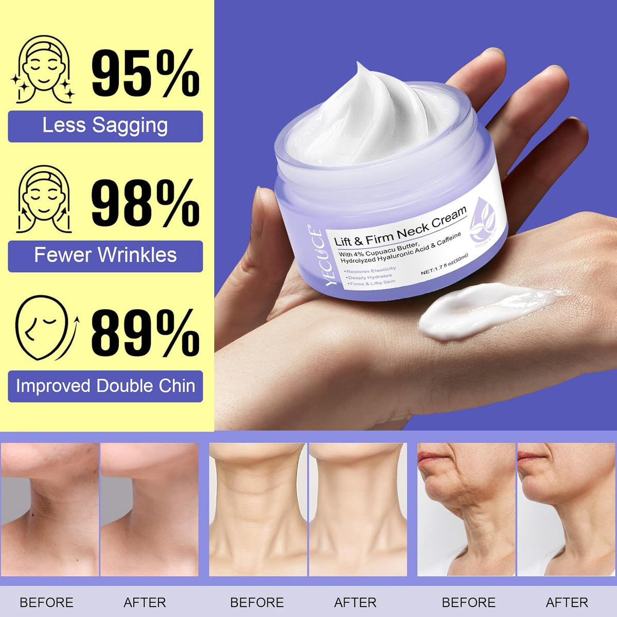 Neck Firming and Tightening Cream - Instant Face Lift Cream for Tightening and Hydrating -Neck Firming Cream for Women - Skin Firming and Neck Wrinkles Treatment