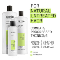 Nioxin System 2 Scalp + Hair Thickening Shampoo for Natural Hair with Progressed Thinning | Cleanse & Boost Hair Density with Niacinamide & Biotin