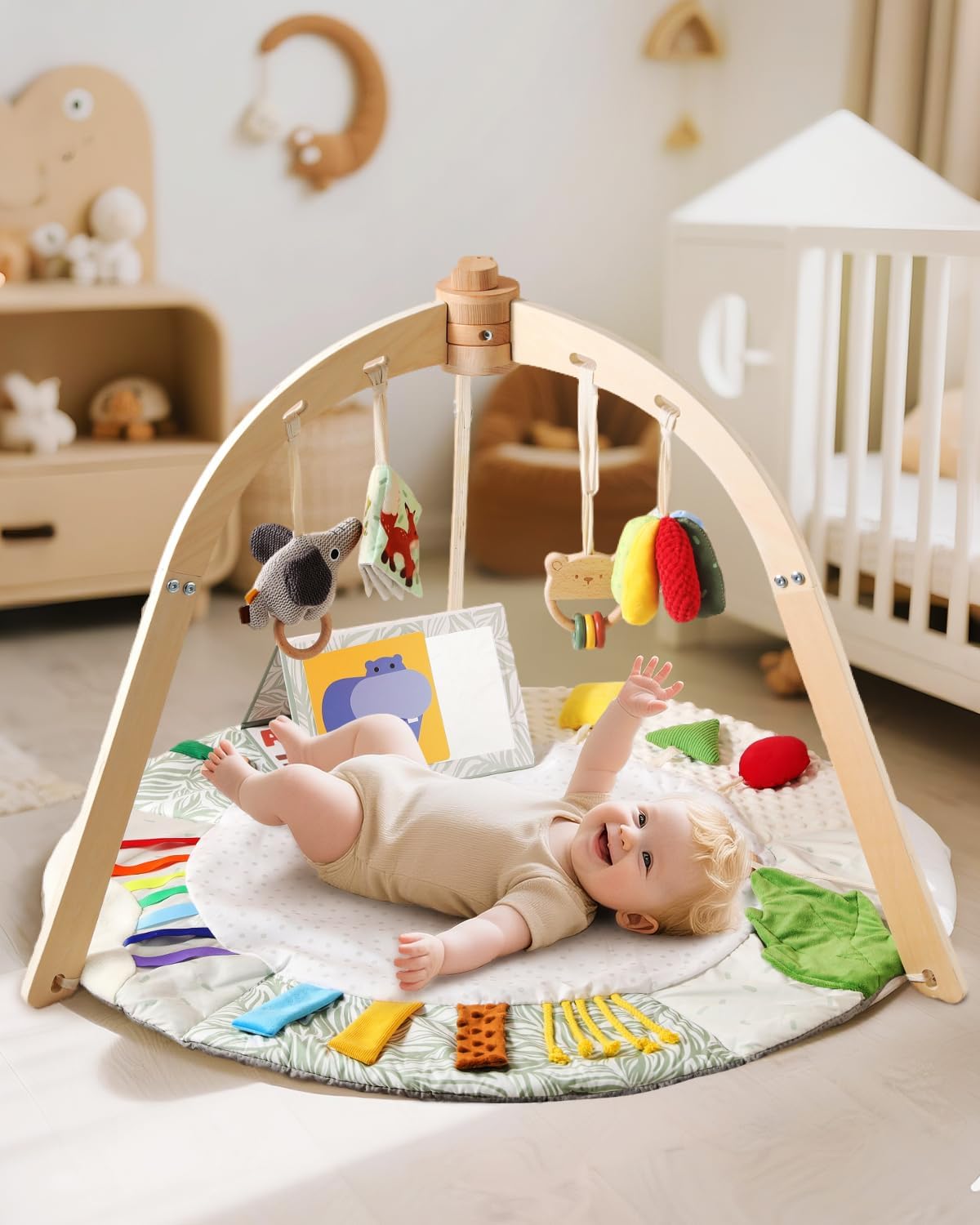 Promise Babe Wooden Baby Play Gym & Tummy Time Playmat (0–12M+)