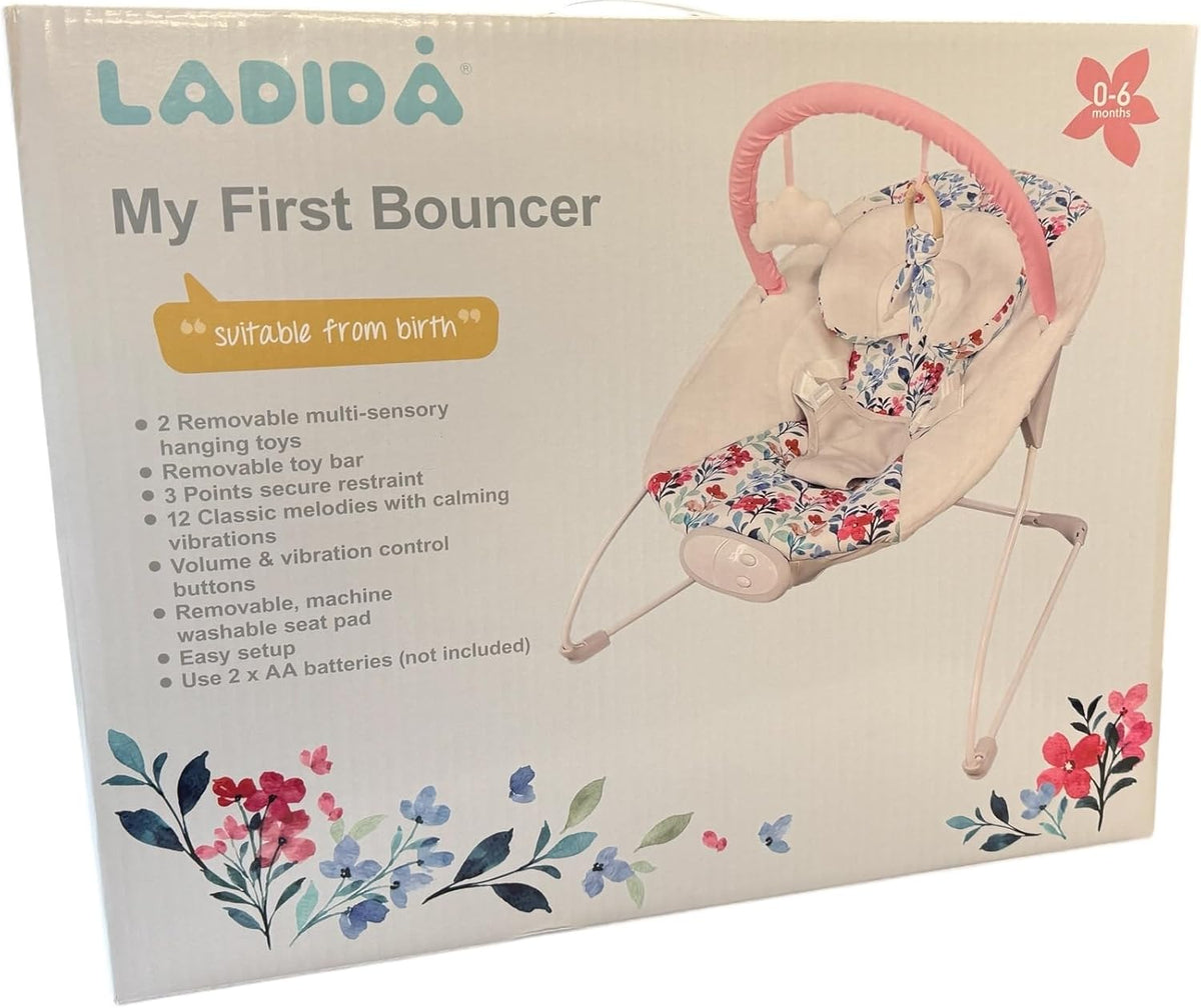 LADIDA My First Baby Bouncer with Soothing Music and Vibration