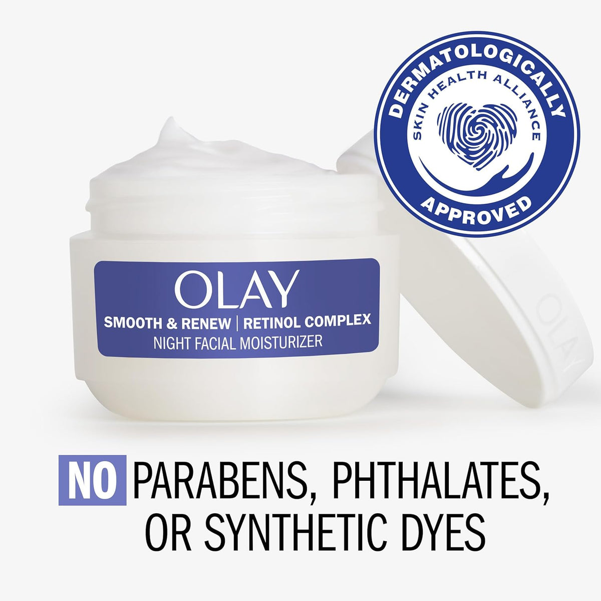 Olay Smooth & Renew Retinol Face Moisturizer, 2 oz Fragrance Free Night Cream for Fine Lines and Wrinkles with Retinoid Complex, Recyclable Eco Jar Packaging, Value Size