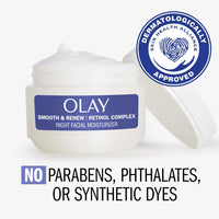 Olay Smooth & Renew Retinol Face Moisturizer, 2 oz Fragrance Free Night Cream for Fine Lines and Wrinkles with Retinoid Complex, Recyclable Eco Jar Packaging, Value Size