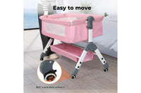 Baby Cot Bed Crib Portable Bassinet Safety Fence Adjustable Bedside Pink