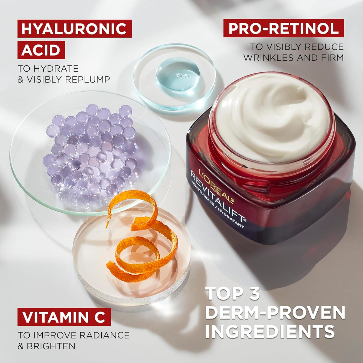 L'Oreal Paris Revitalift Triple Power Anti-Aging Face Moisturizer, Fragrance Free