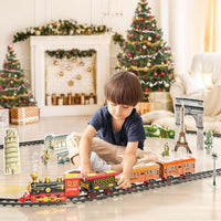 MSKOLER Train Sets with Steam Locomotive Engine, Cargo Car and Tracks, Boys & Girls 3 4 5 6 7 Years Old