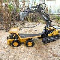 RC Dump Truck Toy for Kids, Remote Control Construction Toys Vehicle with Metal Bed and Light/Music, Birthday Gifts Ideas for Boys Gilrs