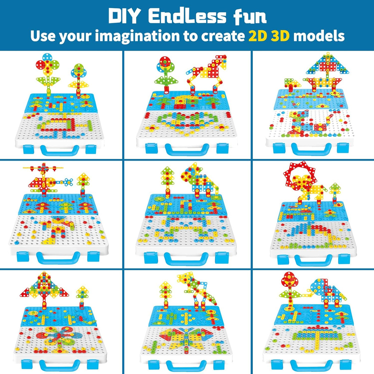 DIY Electric Drill Puzzle Set, Kids STEM Take Apart Toys, 2D 3D Educational Building Blocks