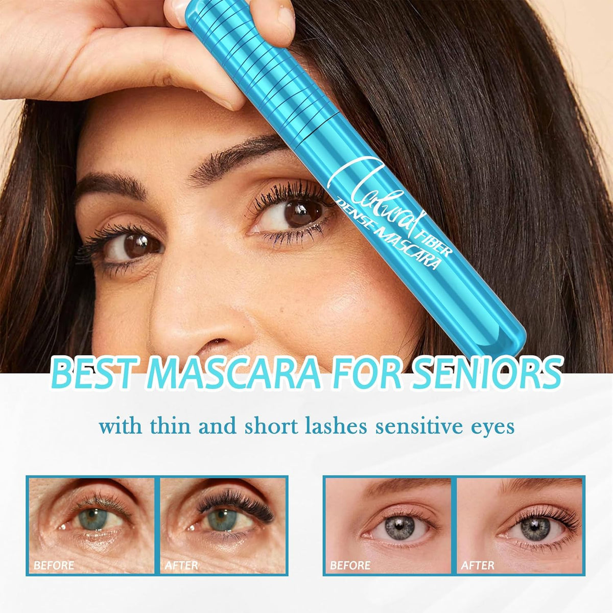 Mascara for Older Women 60 Plus, Waterproof Volumizing Mascara,Hypoallergenic Mascara