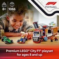LEGO City F1 Truck with RB20 & AMR24 F1 Cars, Kids Toy for 8+ Year Old Boys & Girls