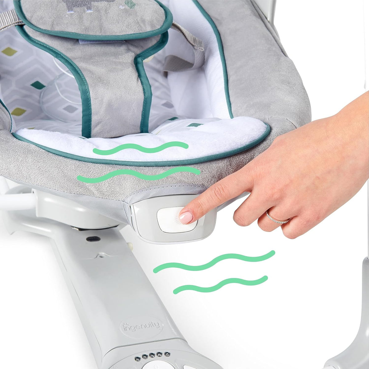 Ingenuity ConvertMe 2-in-1 Compact Portable Automatic Baby Swing & Infant Seat, Battery-Powered Vibrations, Nature Sounds, 0-9 Months 6-20 lbs (Nash)