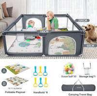 Large Baby Playpen with Mat - 200 x 180 cm Baby Play Yard for Toddler