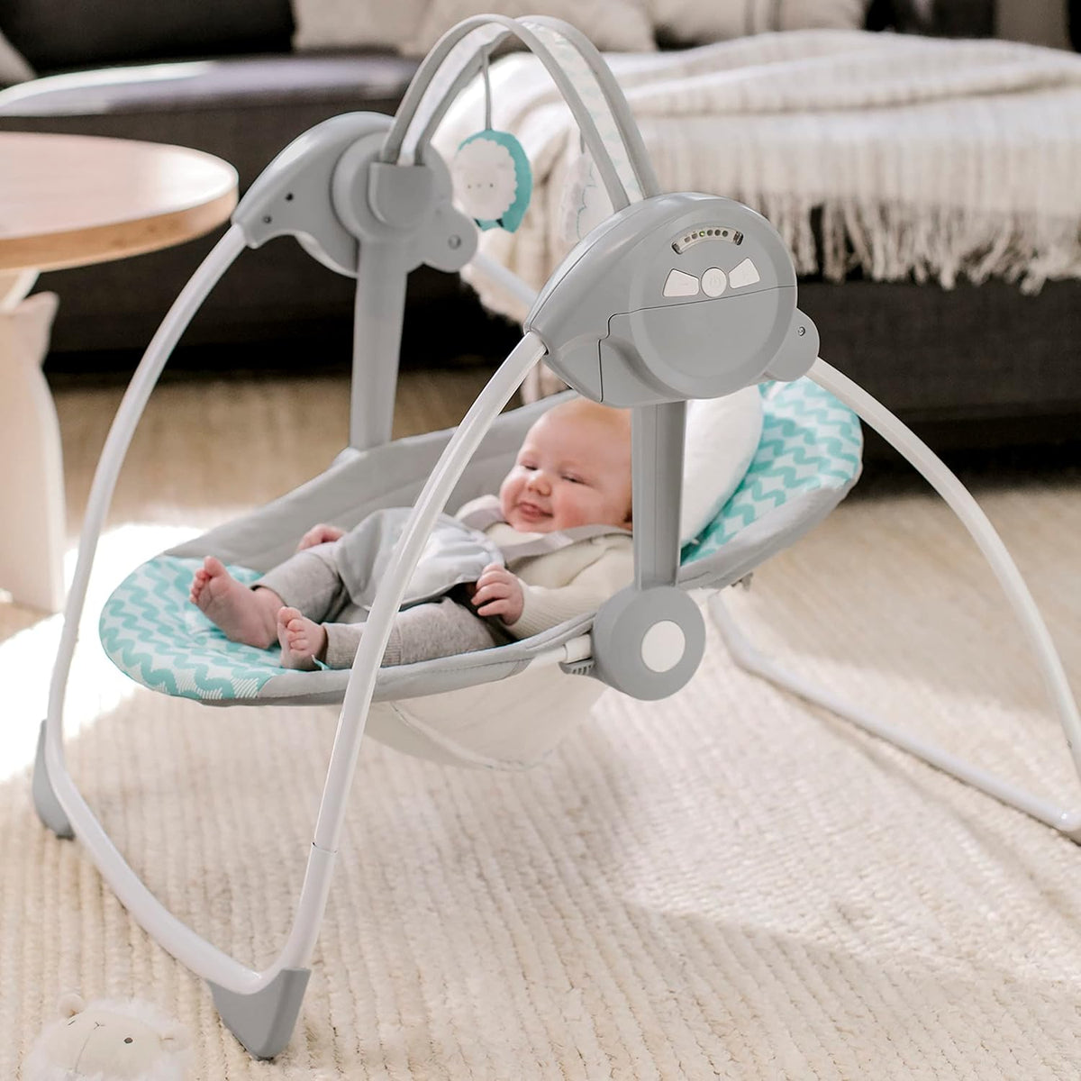Ingenuity Ity by Swingity Swing Easy-Fold Portable Baby Swing, 0-9 Months Up to 20 lbs (Goji)